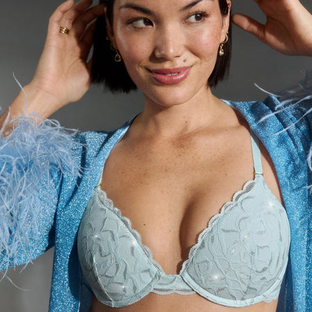 All Over Lace Lift Up Bra Metallic Crystal - Image 2